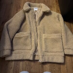 I Am Gia Caramel Oversized Full Zip Pixie Teddy Jacket Women's Size XS